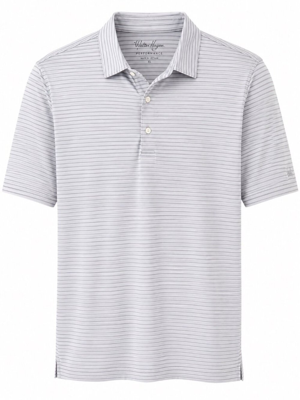 Walter Hagen Mens Striped Polo Shirt XL Gray Short Sleeve Lightweight Performanc
